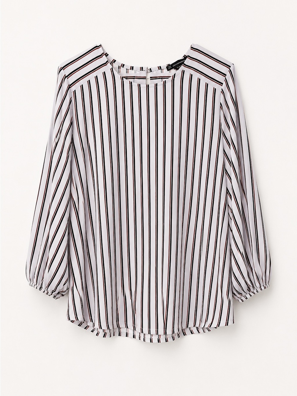 Adrianna Papell Large Striped Balloon Sleeve Blouse Workwear Top